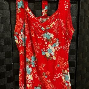 Floral Red Sleeveless Top